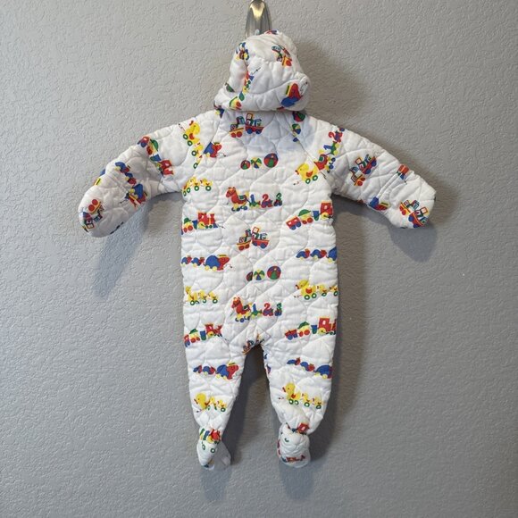 Vintage Baby Boy Girl Pram Bunting Snow Suit Coat 6-12 M  Quilted White Toys - Picture 7 of 11